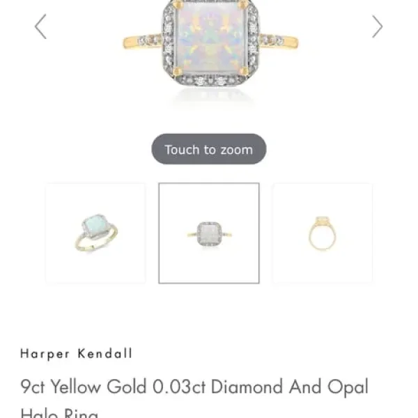 Harper Kendall 9ct Yellow Gold 0.03ct Diamond And Opal Halo Ring