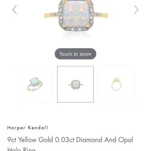 Harper Kendall 9ct Yellow Gold 0.03ct Diamond And Opal Halo Ring