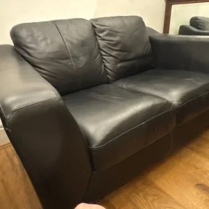 Black Leather 2 Seater Sofa