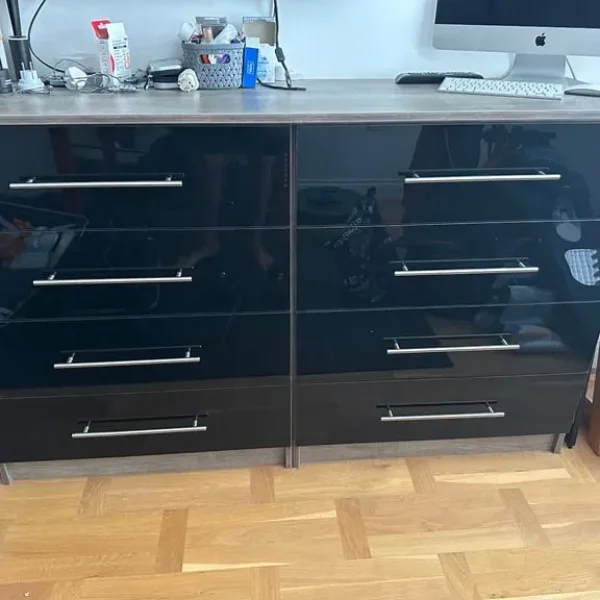 Bedroom chest of drawers with bedside cabinets