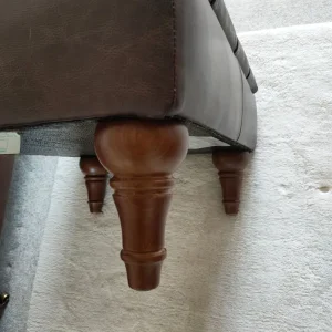 Antique brown leather chesterfield footstool - Image 2