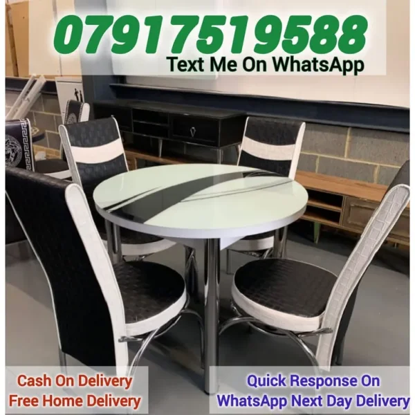 Glass Dining Table with 4 or 6 Chairs