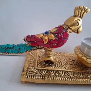 Tea Light Holder with Coloured Parrots and Mosaic Beads - Image 2