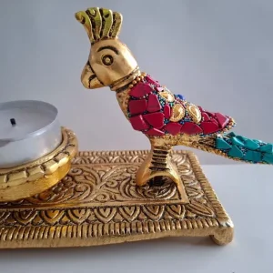 Tea Light Holder with Coloured Parrots and Mosaic Beads - Image 3