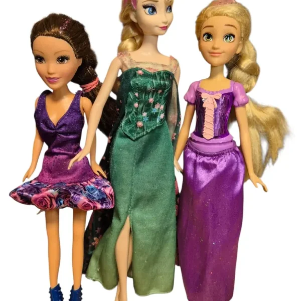 3 dolls including elsa with coloured hair