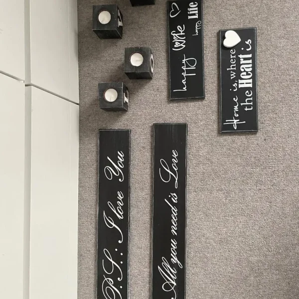 Candle holders and wall signs