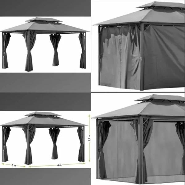 Garden Gazebo Pavilion 3x4m Tent with Mosquito Net and Sliding Walls