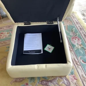 Cream Leather Storage Stool - Image 2