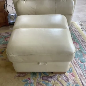 Cream Leather Storage Stool