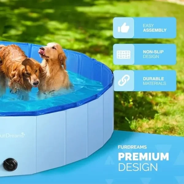 Large blue folding pet paddling pool