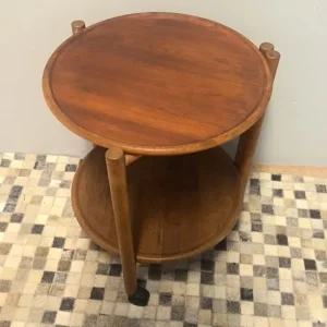 vintage Danish style folding serving trolley with two trays - Image 2