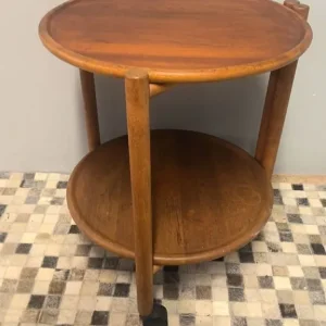 vintage Danish style folding serving trolley with two trays - Image 4