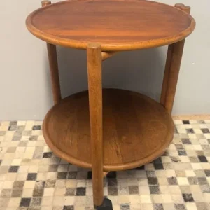 vintage Danish style folding serving trolley with two trays - Image 6