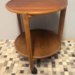 vintage Danish style folding serving trolley with two trays - Image 8