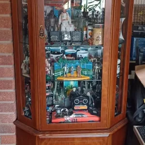 Rosewood corner cabinet with glass shelves