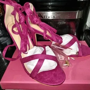 Hot Pink Crisscross Lace-Up Stiletto Heels UK 5 / EU 37 - Image 2