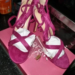 Hot Pink Crisscross Lace-Up Stiletto Heels UK 5 / EU 37 - Image 4