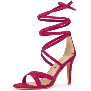 Hot Pink Crisscross Lace-Up Stiletto Heels UK 5 / EU 37 - Image 6
