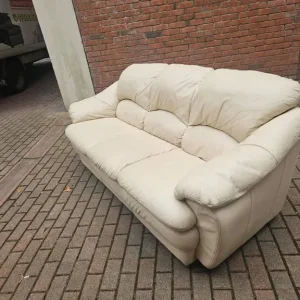 Cream leather 3 seater sofa