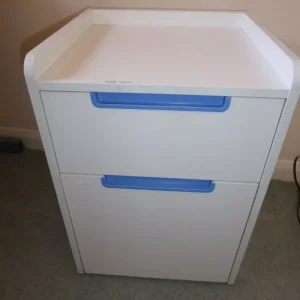 White filing cabinet on wheels