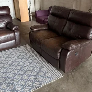 Leather Set of 3, 2, and 1 Seater Recliner Sofas - Image 2
