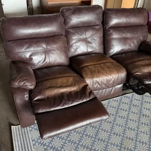 Leather Set of 3, 2, and 1 Seater Recliner Sofas - Image 4