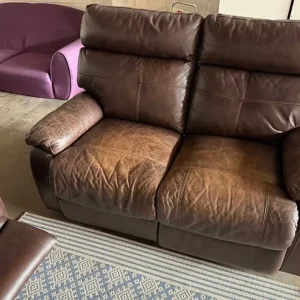 Leather Set of 3, 2, and 1 Seater Recliner Sofas - Image 5