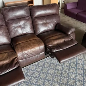 Leather Set of 3, 2, and 1 Seater Recliner Sofas - Image 7
