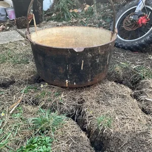 Stone ornaments and cast iron cauldron - Image 6