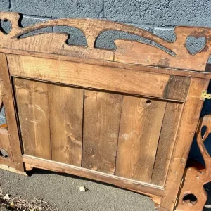 Large Vintage Swan Motif Wooden Wall Mirror with Heart Cutouts & Shelves - Image 5