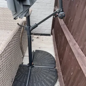 Heavy banana grey adjustable parasol with stand - Image 2