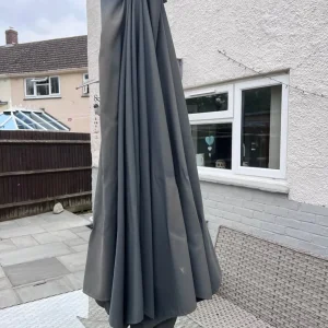 Heavy banana grey adjustable parasol with stand - Image 3