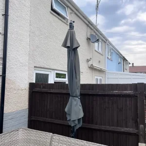 Heavy banana grey adjustable parasol with stand - Image 4