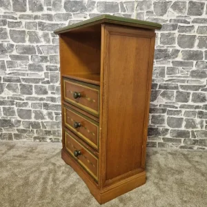 Vintage Wooden Bedside Cabinet with Three Drawers and Open Shelf - Image 5
