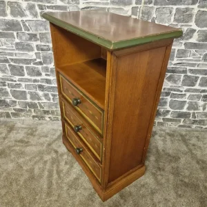 Vintage Wooden Bedside Cabinet with Three Drawers and Open Shelf - Image 6