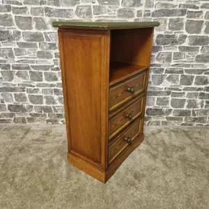 Vintage Wooden Bedside Cabinet with Three Drawers and Open Shelf - Image 7