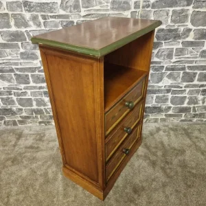 Vintage Wooden Bedside Cabinet with Three Drawers and Open Shelf - Image 8