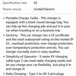 Type 2 EV Charging Cable - 5M, UK 3-Pin, Portable & Smart - Image 6