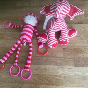 2 Jellycat Toys – Cat and Elephant with Teething Rings