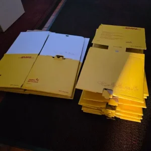 Bundles of DHL boxes