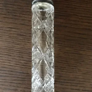 Antique Cut Glass Silver Topped Tubular Pot - Image 2