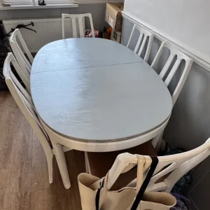 Extendable Wooden Dining Table & 6 Chairs - Image 2