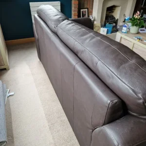 Brown leather 3 seater sofa - Image 3