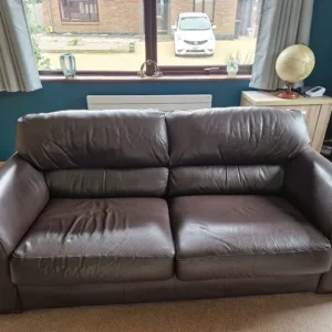 Brown leather 3 seater sofa