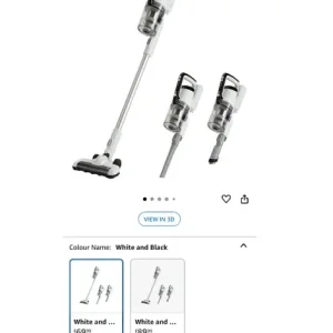 Amazon Basics 2 in 1 Cordless Vacuum Cleaner with DC Motor 150W 0.7L White and Black
