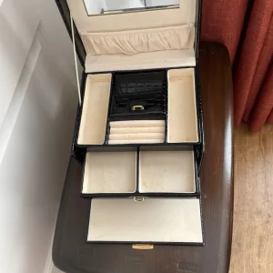 Black crocodile effect jewellery box