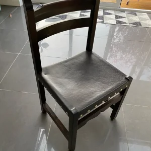 Set of 6 Goldpine Handmade Dining Chairs – Solid Pine, Real Leather - Image 2