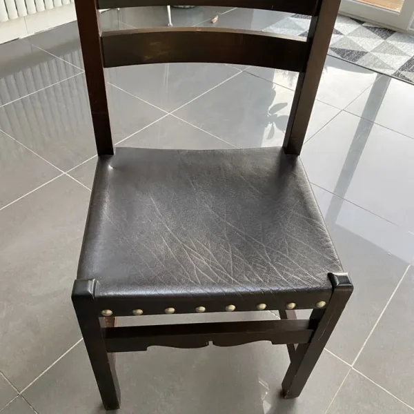 Set of 6 Goldpine Handmade Dining Chairs – Solid Pine, Real Leather