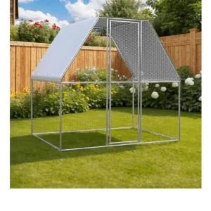 Chicken Cage 2x2x2m Silver and Grey Galvanised Steel - Image 2