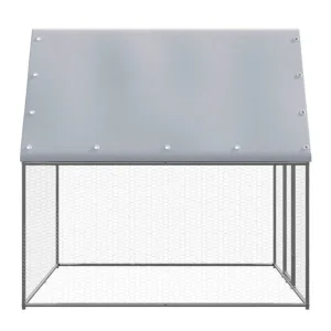 Chicken Cage 2x2x2m Silver and Grey Galvanised Steel - Image 4